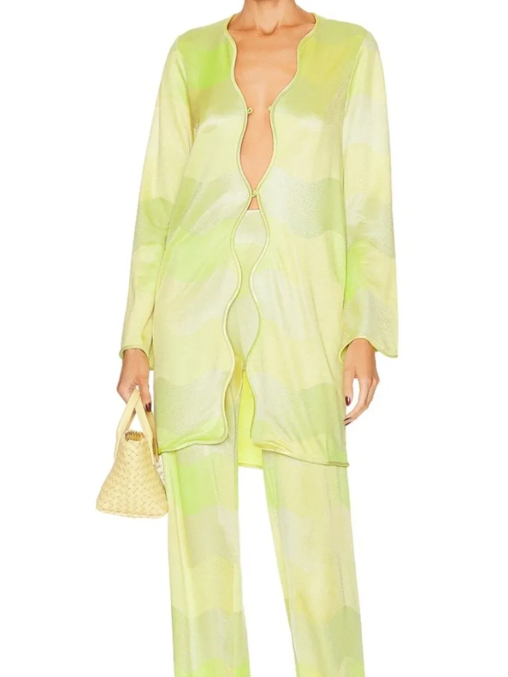 ALEXIS Bia Duster Top Angelika Pants Set Lime Waves XS Excellent $893 MSRP